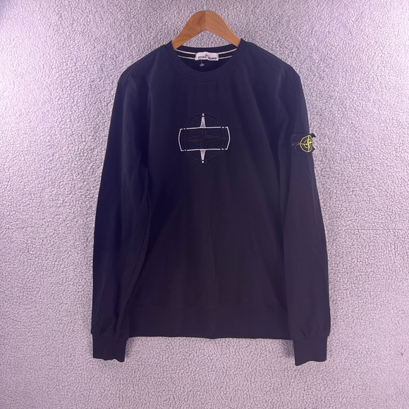 Stone Island Other - Stone Island Mens Black Embroidered Compass Logo Sweatshirt XXL 6915611J04Z